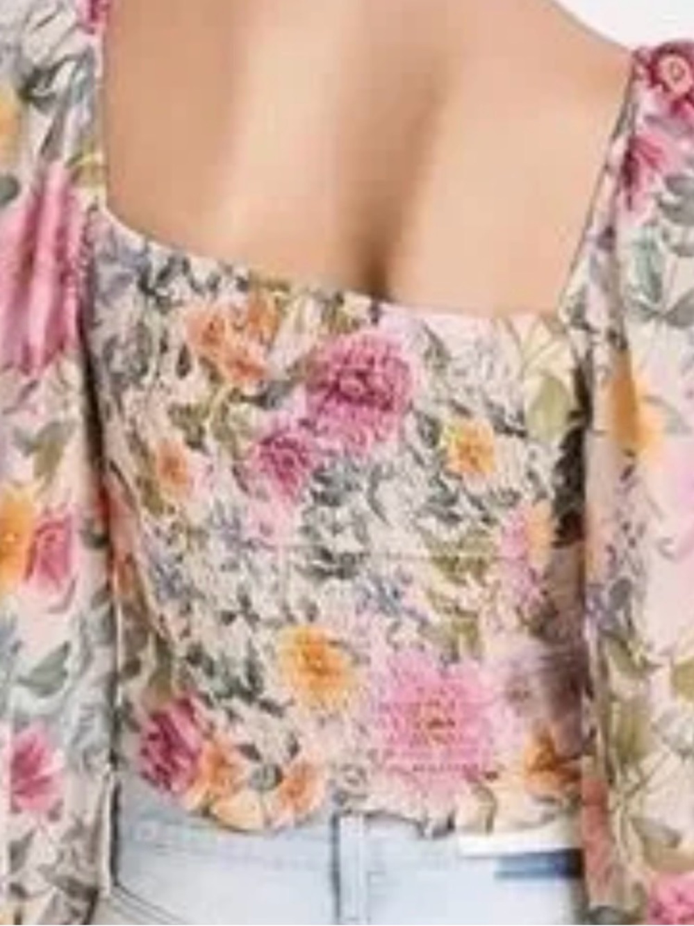 Astr Pastel Floral Ruched Bustier in Pink, Yellow & Green - Picture 2 of 5
